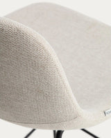 Hocker Zahara mit beiger Chenille und Stahlbeinen mit schwarzem Finish, 76 cm, FSC 100 % von Kave Home – Bild 9