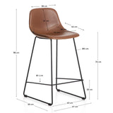 Hocker Zahara mit braunem Polyurethan und Stahlbeinen mit schwarzem Finish, 76 cm, FSC 100 % von Kave Home – Bild 2