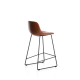Hocker Zahara mit braunem Polyurethan und Stahlbeinen mit schwarzem Finish, 76 cm, FSC 100 % von Kave Home – Bild 4