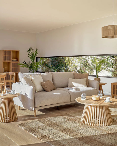Jeanette Couchtisch aus massivem Teakholz Ø 80 cm von Kave Home – Produktbild 4
