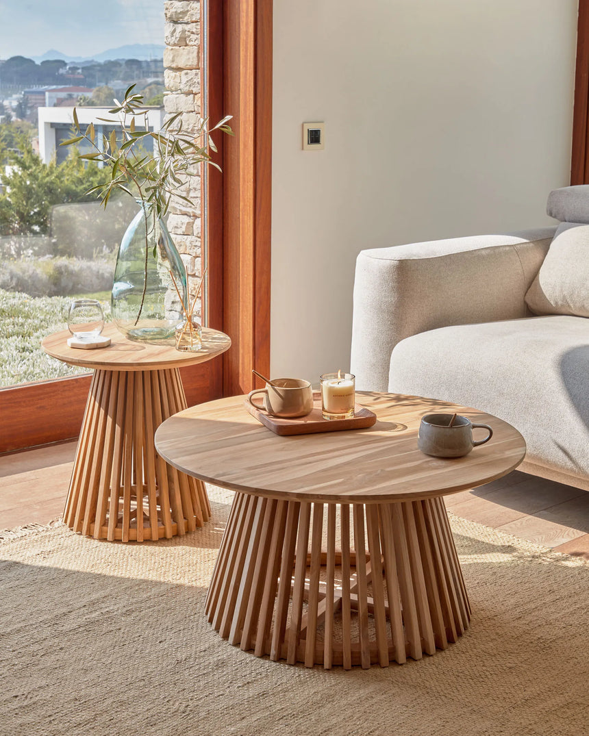 Jeanette Couchtisch aus massivem Teakholz Ø 80 cm von Kave Home – Produktbild 6