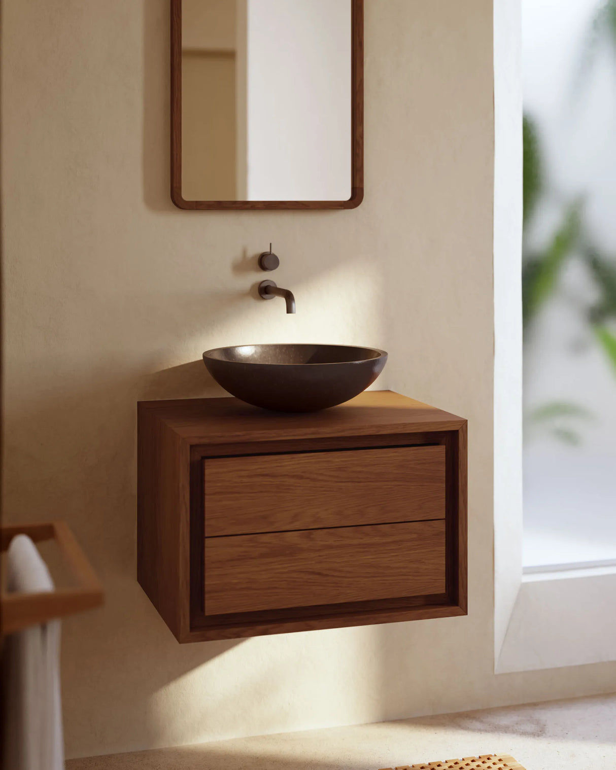 Kenta Badezimmermöbel aus massivem Teakholz mit Nussholzfinish 60 x 45 cm von Kave Home – Produktbild 6