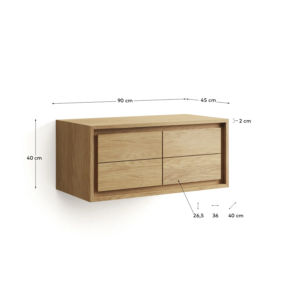 Kenta Badezimmermöbel aus massivem Teakholz mit natürlichem Finish 90 x 45 cm von Kave Home – Produktbild 12