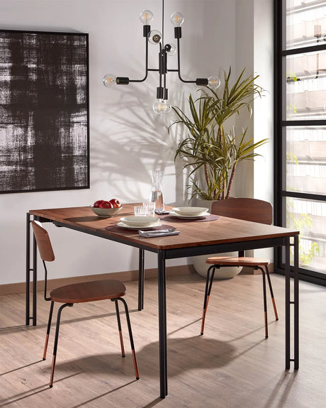 Kesia Ausziehtisch Nussholzfurnier und Beine mit schwarzem Finish 160 (220) x 90 cm von Kave Home – Produktbild 2