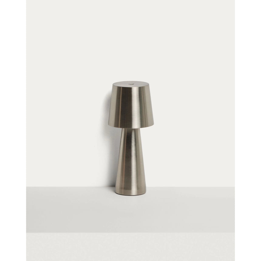 Kleine Tischlampe Arenys aus Metall mit silbern glänzendem Finish von Kave Home – Bild 1