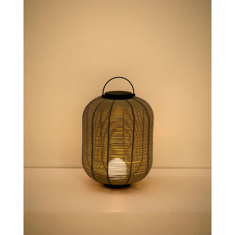 Kleine tragbare LED-Tischlampe Saranella aus hellgrauem synthetischem Rattan von Kave Home – Bild 5