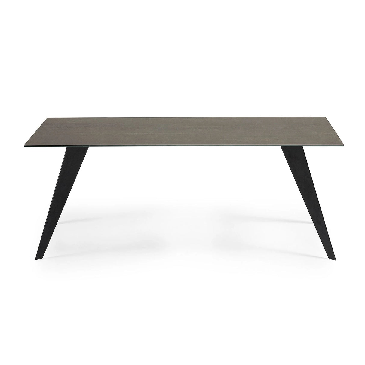 Koda Tisch aus Feinsteinzeug mit Iron Moss Finish und schwarzen Stahlbeinen  200 x 100 cm von Kave Home – Produktbild 6