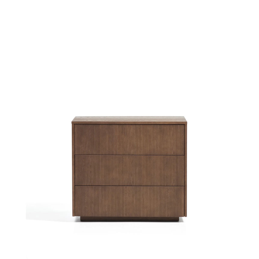 Kommode Helvine 3 Schubladen aus Eichenfurnier mit Nussbaum-Finish 90 x 78 cm FSC 100% von Kave Home – Bild 1