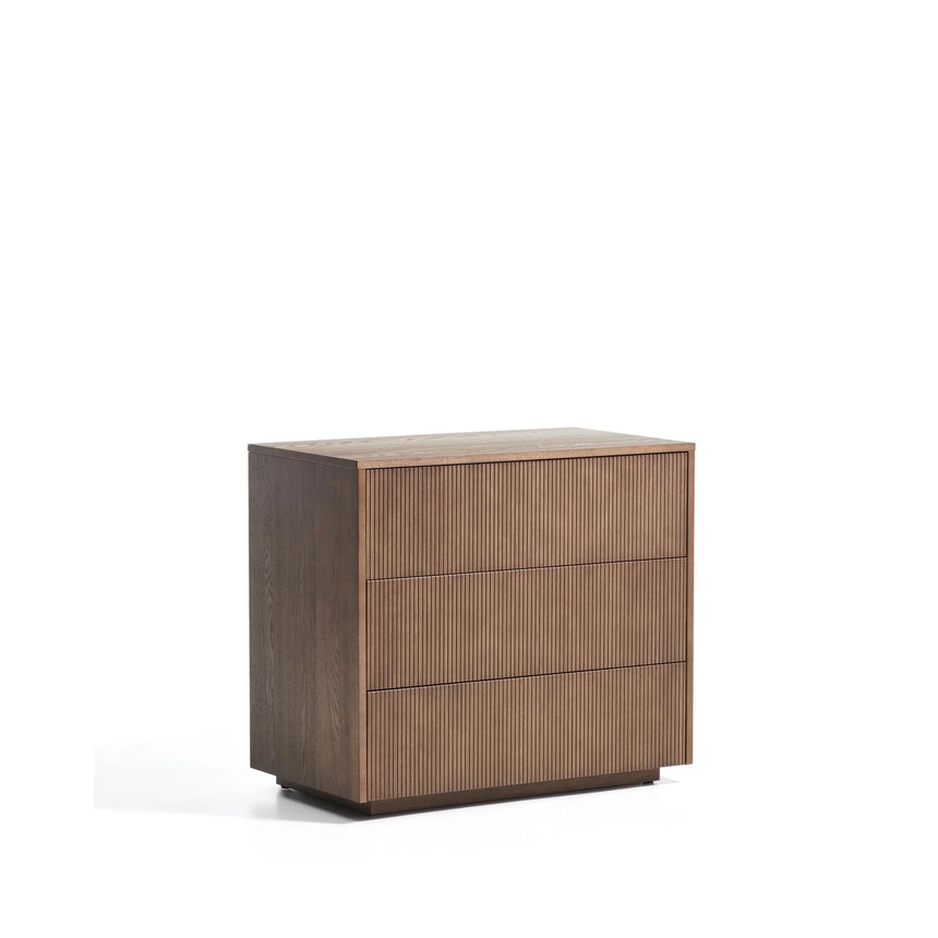 Kommode Helvine 3 Schubladen aus Eichenfurnier mit Nussbaum-Finish 90 x 78 cm FSC 100% von Kave Home – Bild 5