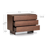 Kommode Norlen in Nussbaumfurnier mit 3 Schubladen, FSC Mix Credit 107 x 75 cm von Kave Home – Produktbild 2