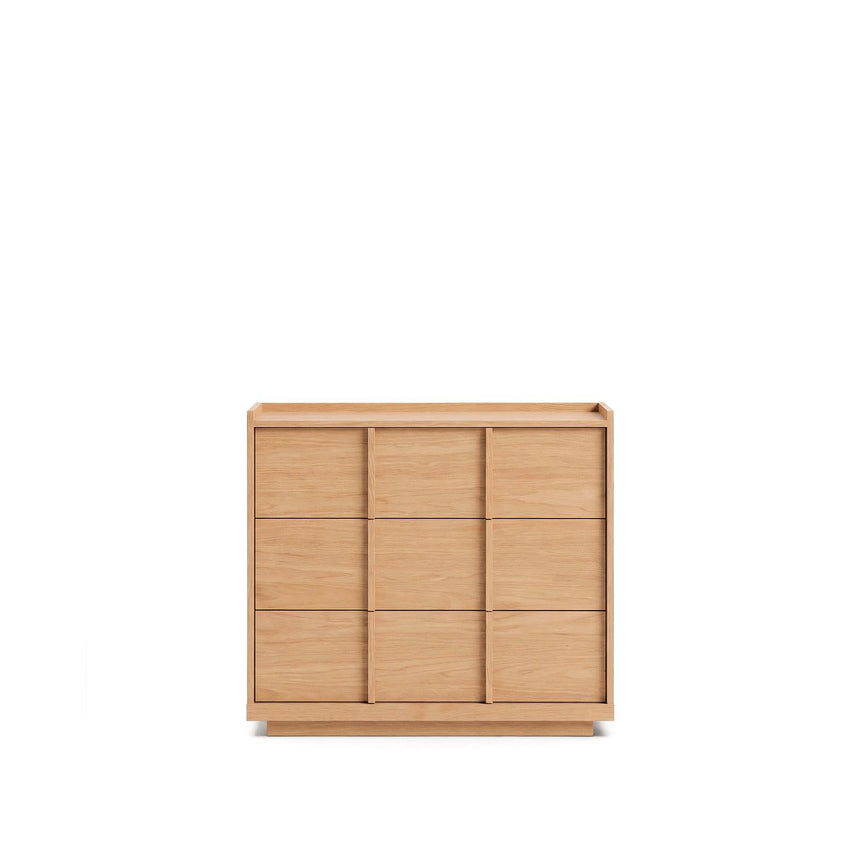 Kommode Onix 3 mit Schubladen aus Eichenfurnier Naturton-Finish 100 x 78 cm FSC Mix Credit von Kave Home – Bild 1