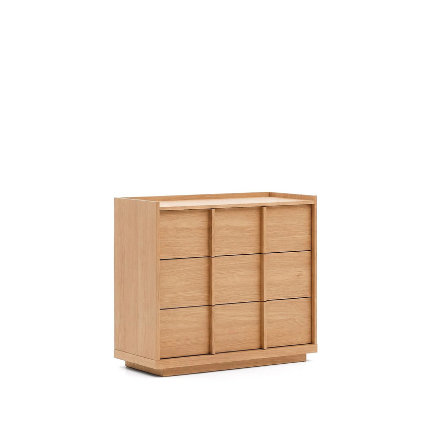 Kommode Onix 3 mit Schubladen aus Eichenfurnier Naturton-Finish 100 x 78 cm FSC Mix Credit von Kave Home – Bild 3