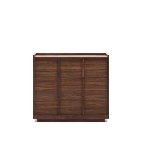 Kommode Onix 3 mit Schubladen aus Walnussfurnier dunkles Finish 100 x 78 cm FSC Mix Credit von Kave Home – Bild 1