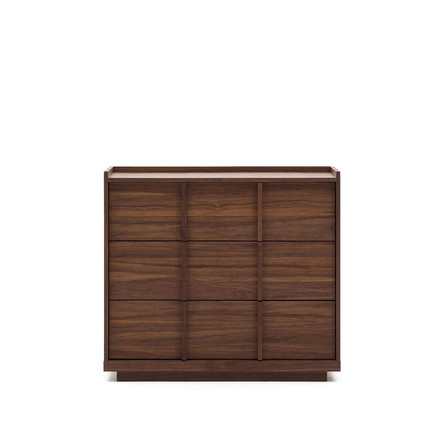 Kommode Onix 3 mit Schubladen aus Walnussfurnier dunkles Finish 100 x 78 cm FSC Mix Credit von Kave Home – Bild 1