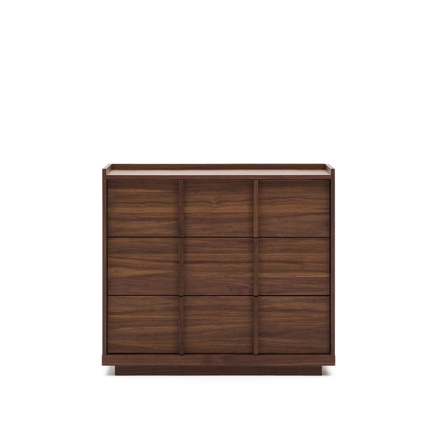 Kommode Onix 3 mit Schubladen aus Walnussfurnier dunkles Finish 100 x 78 cm FSC Mix Credit von Kave Home – Bild 1