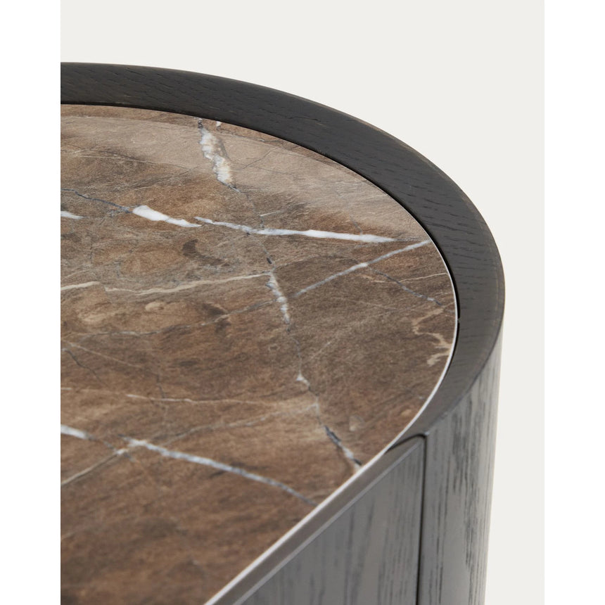 Konsolentisch Nemore mit 2 Schubladen aus Eichenfurnier und Keramikplatte mit Emperador-Marmor-Effekt, FSC Mix Credit 120 x 90 cm von Kave Home – Bild 11