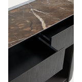 Konsolentisch Nemore mit 2 Schubladen aus Eichenfurnier und Keramikplatte mit Emperador-Marmor-Effekt, FSC Mix Credit 120 x 90 cm von Kave Home – Bild 8