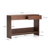 Konsolentisch Norlen in Nussbaumfurnier mit 2 Schubladen und Regalboden, FSC Mix Credit, 120 x 81 cm von Kave Home – Produktbild 2