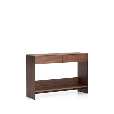 Konsolentisch Norlen in Nussbaumfurnier mit 2 Schubladen und Regalboden, FSC Mix Credit, 120 x 81 cm von Kave Home – Produktbild 3