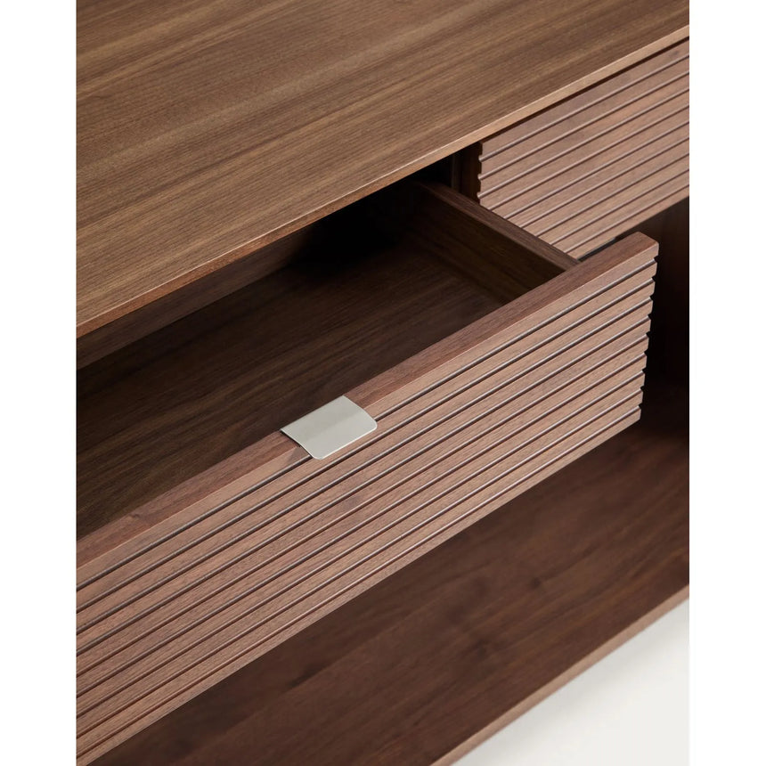 Konsolentisch Norlen in Nussbaumfurnier mit 2 Schubladen und Regalboden, FSC Mix Credit, 120 x 81 cm von Kave Home – Produktbild 5