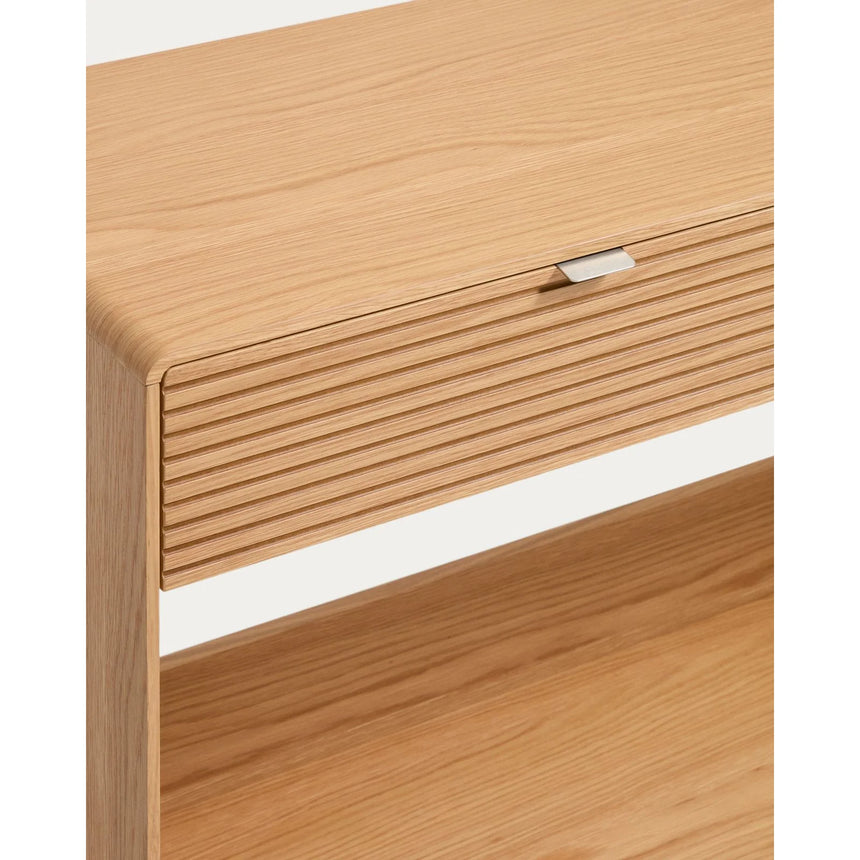 Konsolentisch Norlen mit 2 Schubladen und Regalboden in Eichenfurnier mit naturfarbenem Finish FSC Mix Credit 120 x 81 cm von Kave Home – Bild 6