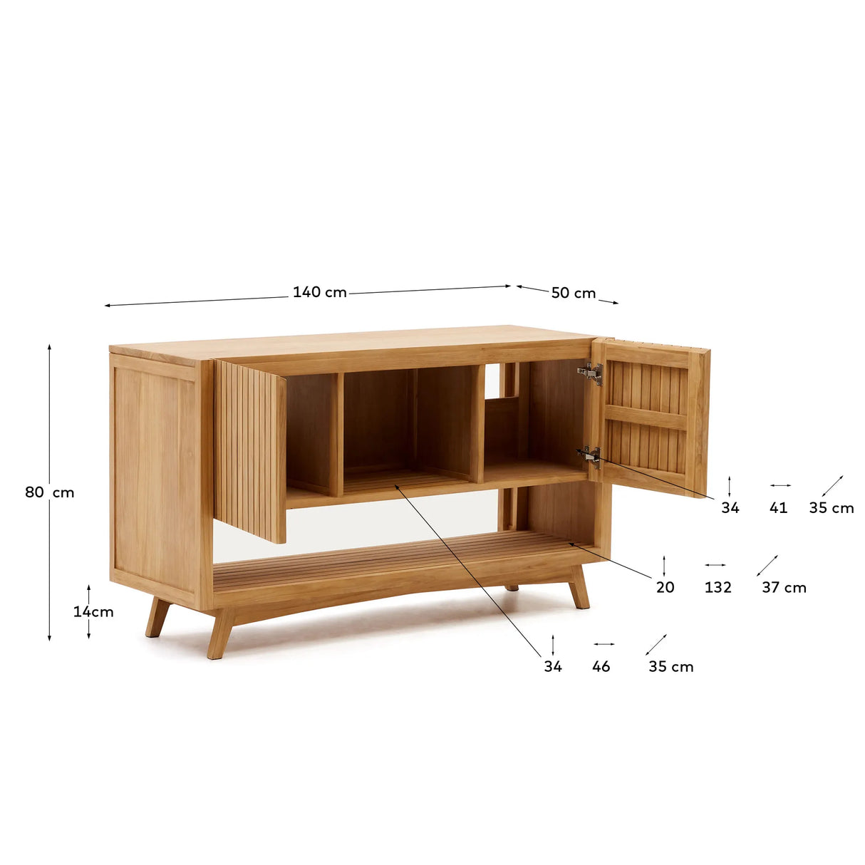 Kuveni aus massivem Teakholz mit natürlichem Finish 140 x 50 cm von Kave Home – Produktbild 10