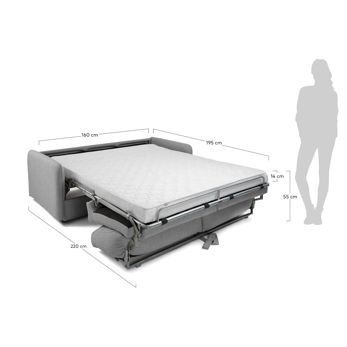 Kymoon 2-Sitzer Bettsofa Polyurethan hellgrau 160 cm von Kave Home – Produktbild 3