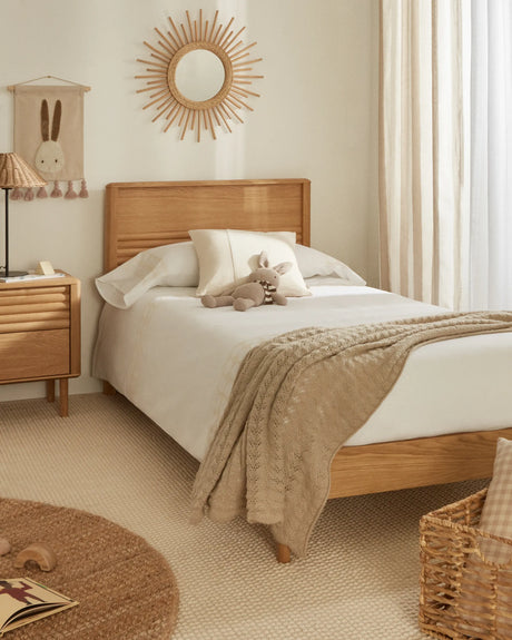 Lenon Bett aus Eichenholz und Eichenfurnier für Matratze von 90 x 200 cm FSC MIX Credit von Kave Home – Produktbild 8