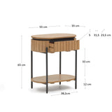 Licia Nachttisch 1 Schublade aus massivem Mangoholz und Metall schwarz lackiert 55 x 65 cm von Kave Home – Produktbild 4