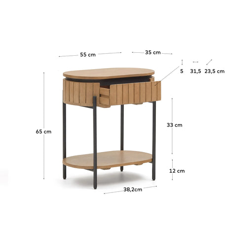 Licia Nachttisch 1 Schublade aus massivem Mangoholz und Metall schwarz lackiert 55 x 65 cm von Kave Home – Produktbild 4