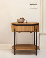 Licia Nachttisch 1 Schublade aus massivem Mangoholz und Metall schwarz lackiert 55 x 65 cm von Kave Home – Produktbild 5