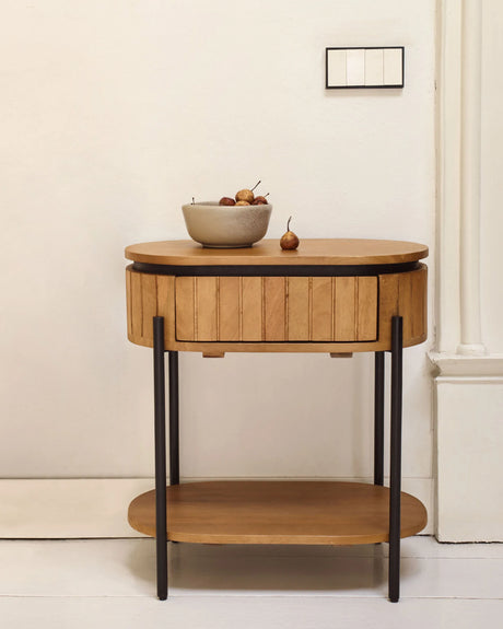 Licia Nachttisch 1 Schublade aus massivem Mangoholz und Metall schwarz lackiert 55 x 65 cm von Kave Home – Produktbild 5