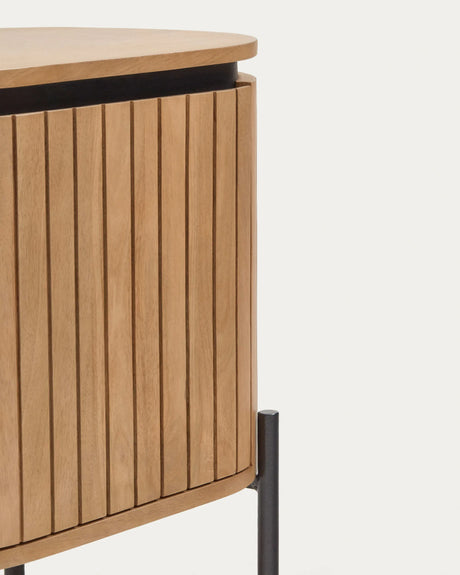 Licia Nachttisch 1 Tür aus massivem Mangoholz und schwarz lackiertem Metall 55 x 55 cm von Kave Home – Produktbild 1