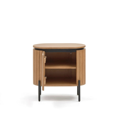 Licia Nachttisch 1 Tür aus massivem Mangoholz und schwarz lackiertem Metall 55 x 55 cm von Kave Home – Produktbild 11