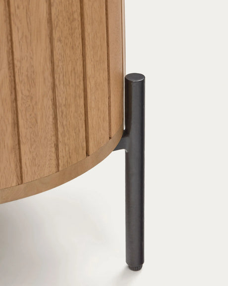 Licia Nachttisch 1 Tür aus massivem Mangoholz und schwarz lackiertem Metall 55 x 55 cm von Kave Home – Produktbild 2