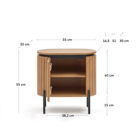 Licia Nachttisch 1 Tür aus massivem Mangoholz und schwarz lackiertem Metall 55 x 55 cm von Kave Home – Produktbild 3