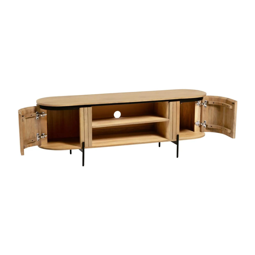 Licia TV-Schrank 2 Türen aus massivem Mangoholz Metall mit schwarzem Finish 160 x 56 cm von Kave Home – Produktbild 4