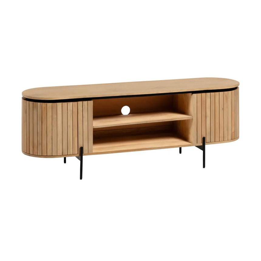 Licia TV-Schrank 2 Türen aus massivem Mangoholz Metall mit schwarzem Finish 160 x 56 cm von Kave Home – Produktbild 5