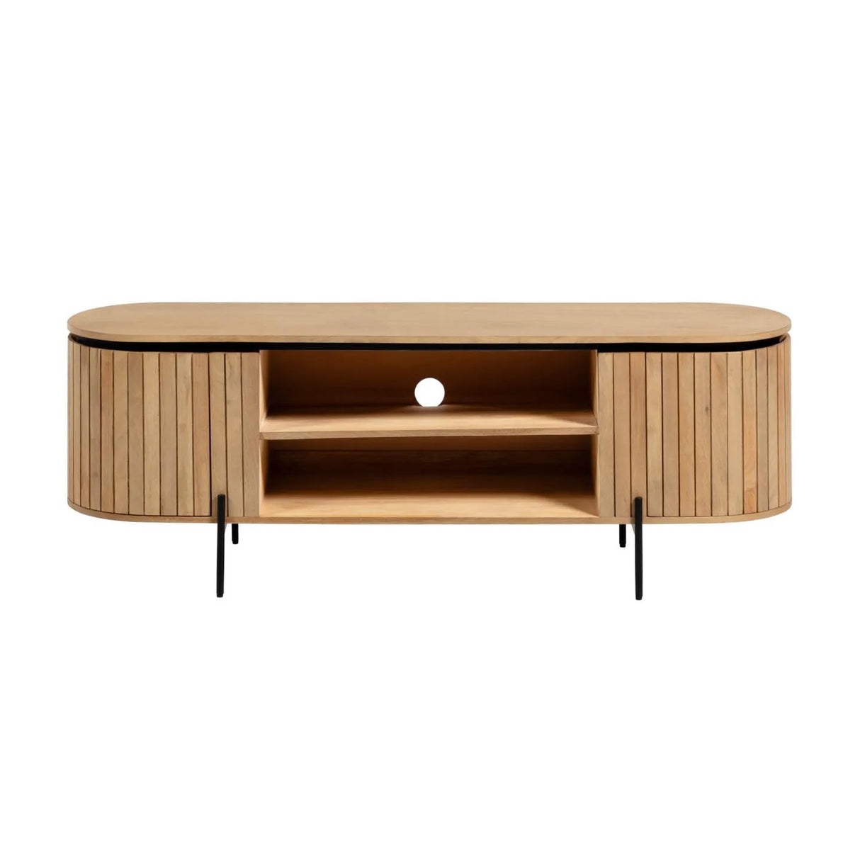 Licia TV-Schrank 2 Türen aus massivem Mangoholz Metall mit schwarzem Finish 160 x 56 cm von Kave Home – Produktbild 6