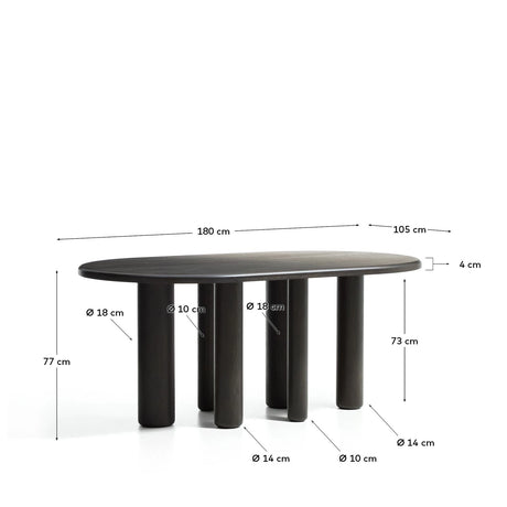 Mailen ovaler Tisch aus Eschenfurnier mit dunklem Finish Ø 180 x 105 cm von Kave Home – Bild 2