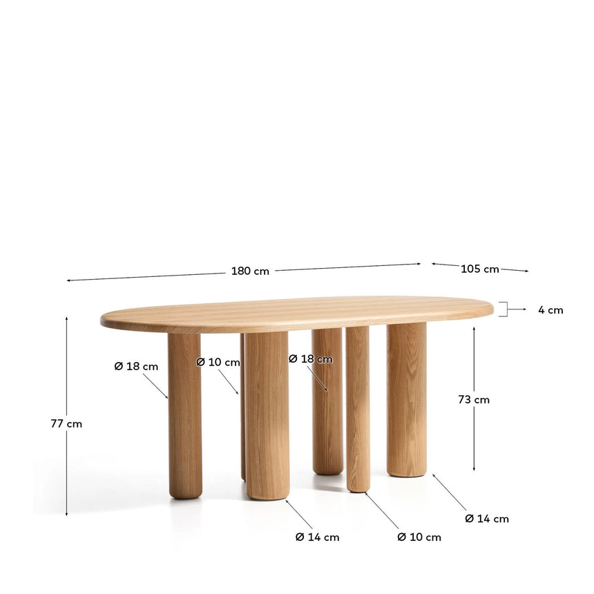 Mailen ovaler Tisch aus Eschenfurnier mit natürlichem Finish Ø 180 x 105 cm von Kave Home – Bild 2