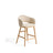 Maina Hocker aus beigem dickem Chenille mit Beinen aus massivem Eschenholz in Naturton, FSC Mix Credit 65 cm von Kave Home – Bild 1
