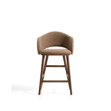 Maina Hocker aus braunem dickem Chenille mit Beinen aus massivem Eschenholz in Walnussoptik, FSC Mix Credit 65 cm von Kave Home – Bild 5
