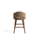 Maina Hocker aus braunem dickem Chenille mit Beinen aus massivem Eschenholz in Walnussoptik, FSC Mix Credit 65 cm von Kave Home – Bild 6