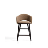 Maina Hocker aus braunem dickem Chenille und Beinen aus massivem Eschenholz mit Finish in Ebenholzoptik FSC Mix Credit 65 cm von Kave Home – Bild 4