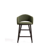 Maina Hocker aus grünem dickem Chenille mit Beinen aus massivem Eschenholz in Ebenholzoptik, FSC Mix Credit 65 cm von Kave Home – Bild 5