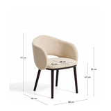 Maina Stuhl aus beigem dickem Chenille mit Beinen aus massivem Eschenholz in Ebenholzoptik, FSC Mix Credit von Kave Home – Bild 2