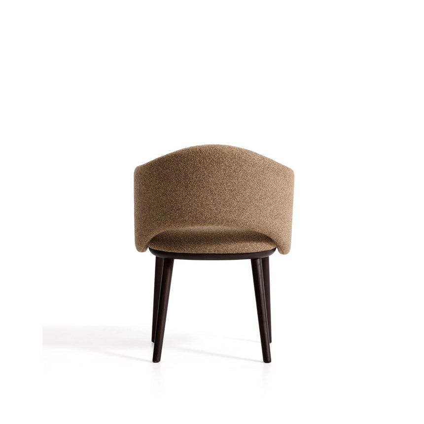 Maina Stuhl aus braunem dickem Chenille mit Beinen aus massivem Eschenholz in Ebenholzoptik, FSC Mix Credit von Kave Home – Bild 6