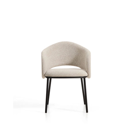 Maina Stuhl aus dicker beigefarbener Chenille mit schwarzen Stahlbeinen mit schwarzer Beschichtung FSC Mix Credit von Kave Home – Bild 5