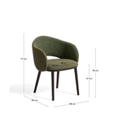 Maina Stuhl aus grünem festem Chenille und Beinen aus massivem Eschenholz mit Finish in Ebenholzoptik FSC Mix Credit von Kave Home – Bild 2